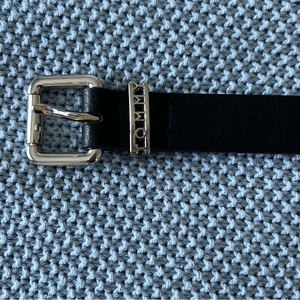 Tommy Hilfiger Black Belt with Silver Buckle